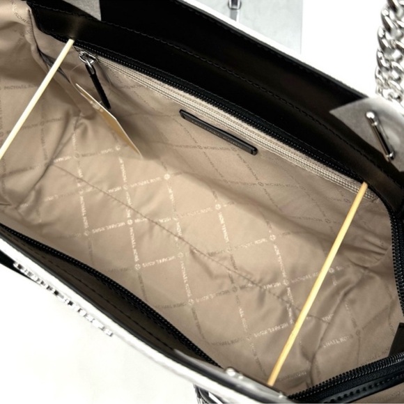 Michael Kors Large Jet Set Travel Chain Shoulder Bag Optic White Multi - Picture 10 of 11